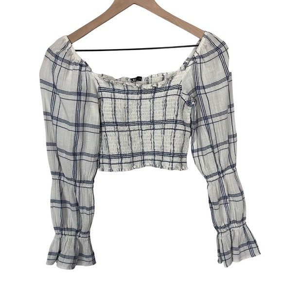 Zara Off The Shoulder Ruched Babydoll Cropped Blouse Women’s Size Small - Picture 2 of 5